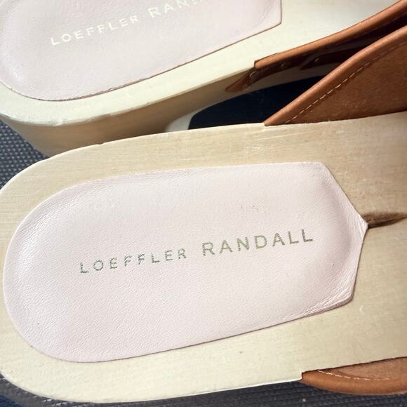 Loeffler Randall Lupa Genuine Leather Braided Wooden Clog Mule Shoes Size 10.5M - Picture 5 of 11